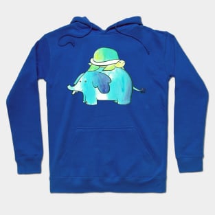 Turtle and Elephant Watercolor Hoodie